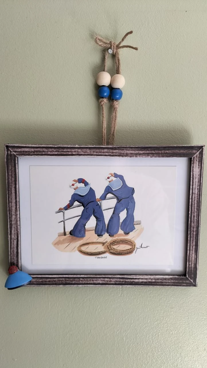 Hanging frame, watercolor painting; sailors – photo 3
